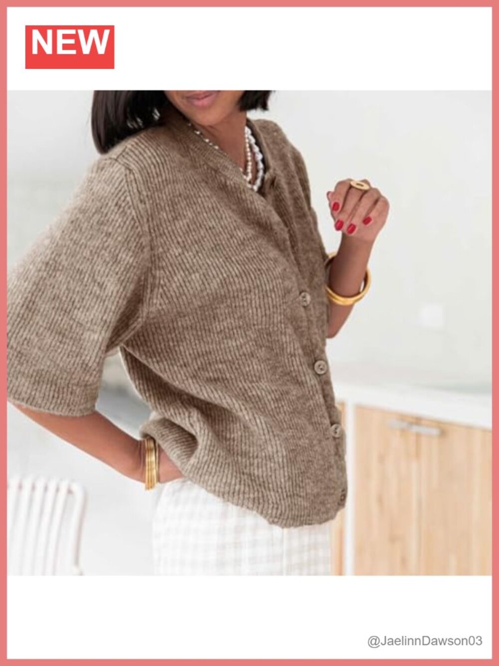 Women Knitted Crop Cardigan Shirt Short Sleeve Button Down Ribbed Knit Top - Picture 2 of 5